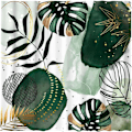 Pikkukuva 5 / 5: Funnytree Green Chic Abstract Suihkuverhosetti Kylpyammeen Boho