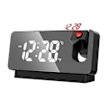 Miniatyrbild 5 av 5: Led-spegelprojektionsväckarklocka termometer digital roterad display Usb svart