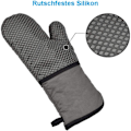 Miniatyrbild 3 av 5: Ugn Anti Slip Silikon Dubbel Ugnsvante, Professionell Termisk Ugnsvante Värmebeständig Mjuk Lång Bomulls Ugnshandskar (Grå)