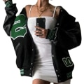 Miniatyrbillede 1 af 5: Kvindernes Womans Coat Bomber Coats Brev Print Baseball Jakke Str