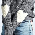 Miniatyrbillede 2 af 5: Dames Sød Hjertemønster Albue Patchwork Casual Crewneck Strikket