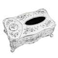 Pikkukuva 2 / 5: Kudoksen kotelo 3D-ruusun kuviolla, elegantti muotoilu, hammastikkupaikka, perheelle, toimistolle, juhliin, hopeavalkoinen