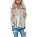 Miniatyrbild 1 av 5: (M) Dam Fuzzy Sherpa Fleece Jacka Lätt Väst Mysig Ärmlös Cardigan Dragkedja Väst Ytterkläder med Fickor