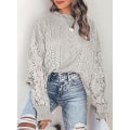 Miniatyrbillede 2 af 5: Kvindernes Blonder Hæklet Langærmet Crewneck Sweater Vinter Strik Pullover