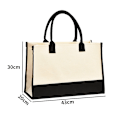 Miniatyrbillede 2 af 5: Klassisk sort og hvid lærred tote taske, BLANK, 43 x 30 x 20cm