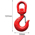 Miniatyrbillede 3 af 5: Svingbar Øje Krog, 1 Ton Smedt Alloy Stål Smedt Tilbehør Svingbar Shackle Øje Krog (Rød)