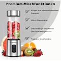 Miniatyrbild 2 av 5: Blender Mixer, 400ML Portabel Smoothie Blender Mini Mixer med 6 Rostfria Stålblad, USB Mini Blender för Juice, Shakes och Barnmat