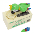 Miniatyrbilde 2 av 5: Myntsparingsboks for barn i dyreform, robot-pengboks, grønn