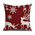 Miniatyrbilde 3 av 5: 4 stk juleputetrekk 45x45cm fast putetrekk ferie land lin putetrekk sofa sofa juledekorasjoner putetrekk (rød)