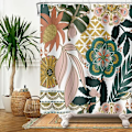 Miniatyrbillede 3 af 5: Bohemia bruseforhæng, Boho-stil bruseforhæng Blomster Rose Grøn