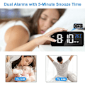 Miniatyrbillede 2 af 5: Digitalt vækkeur, LED digitalt vækkeur med temperatur/snooze/2 alarmer/12/24 timer/USB-opladningsport/16 sange (sort)