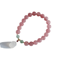 Miniatyrbillede 2 af 5: Håndlavet kanin krystal vedhæng perler stretch armbånd PINK
