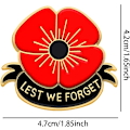 Miniatyrbild 2 av 4: Röd metall vallmo blomma Pins Brosch Handgjord hantverk emalj blomma Lest We Forget f