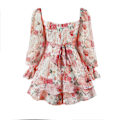 Miniatyrbillede 2 af 5: Jumpsuit Lantern Langærmet Ruffle Lag Tie Mini Short Romper-pink,M