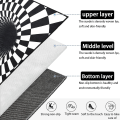 Miniatyrbilde 4 av 5: 3D Visuell Optisk Gulvmatte Svart Hvit Rutete Runde Tepper Vortex O