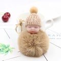 Miniatyrbillede 4 af 4: Pels Fluffy Nøgleringe, Sovende Babydukke Nøglering Pelsbold Bil Nøglering Taske Håndtaske Nøglering