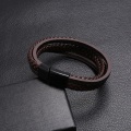 Miniatyrbild 3 av 3: Premium läderarmband [fläta] för män i brunt  olika längder