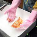 Miniatyrbilde 3 av 3: Vask hansker silikon oppvaskhansker frostet rosa