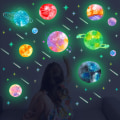 Miniatyrbilde 3 av 5: Glow in the Dark Planets Stars for Ceiling Wall Decals Glow Solar System Galaxy