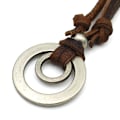 Miniatyrbillede 3 af 5: 1 stk. Mænd Kvinder Dobbelt Ring Justerbar Læder Snor Halskæde Vedhæng Smykker