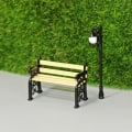 Miniatyrbillede 3 af 5: Træ Park Bænk & Gadelampe Mikro Landskab Figurer Dukkehus Møbler Miniature Dekor Legetøj DIY Håndværk Hjem Dekoration