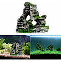 Miniatyrbilde 2 av 5: 1 pakke harpiks akvarium fjellformasjon gjemmested hule stein dekor undervanns S