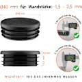 Miniatyrbillede 3 af 4: Runde Rørpropper 40mm Sort 4stk Runde Rørpropper Rør Endekappe 4cm