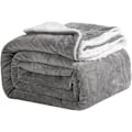 Miniatyrbillede 1 af 4: Grå Fleece Tæppe - Sherpa Tæppe - til Sofa - Varm - til Vinter (Grå, 70x100cm)
