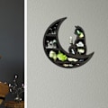 Miniatyrbild 5 av 5: Trä Kristall Vägg Hylla Vägg Dekoration Flytande Vägg Hylla för Vardagsrum Sovrum Svart