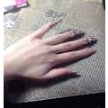 Miniatyrbillede 2 af 5: Dame Mode Bowknot Negl Ring Charm Krone Blomst Krystal Finger Negl Ringe