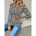 Miniatyrbilde 3 av 4: Kvinners Topper Casual Lang Arm Crewneck Blomstertrykk Smocked Ruf