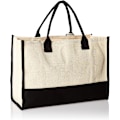 Miniatyrbillede 1 af 5: Klassisk sort og hvid lærred tote taske, BLANK, 43 x 30 x 20cm