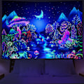 Miniatyrbild 3 av 5: Blacklight Forêt Arbres Tapisserie UV Réactif Champignon Tapisser