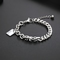Miniatyrbillede 2 af 5: Cool rustfrit chunky tykt stort ledkæde armbånd 19CM+3cm
