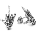 Miniatyrbild 1 av 5: Mens Womens Stainless Steel Vintage Hand Skeleton Bone Stud Earri