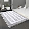 Miniatyrbillede 2 af 5: Bademåtte i plys absorberer vand hurtigt, kan vaskes skridsikker bademåtte, sort og hvid 40x60cm, varm og behagelig, badeværelse og toilet