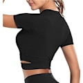 Miniatyrbillede 2 af 5: Kvinde Rund Hals Crop Top Mave Kryds Langærmet eller Kortærmet S