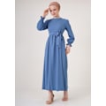 Miniatyrbild 3 av 4: Hijabklänning - Indigo Blå - Storlek 38 - Bälte - 97% Polyester - 3% Lycra - 40