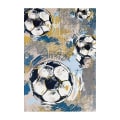 Miniatyrbillede 2 af 4: Tæppe - Fodbold - 80x150 - 100% Polyester - Skridsikkert - Grafiske mønstre Grå