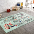 Miniatyrbillede 3 af 4: Børnetæppe - MANI TEXTILE - Multiplikationsbord - Vaskbart og skridsikkert - Grønt - 120x180cm Grön