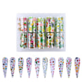 Miniatyrbild 1 av 4: Nagelfolie / folie - Set 10 färger - 100 cm / st multifärg