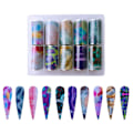 Miniatyrbild 1 av 4: Nagelfolie / folie - Set 10 färger - 100 cm / st multifärg