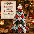 Miniatyrbild 7 av 8: DIY Quilted Fabric Christmas Tree Kit, 3D Fabric Patchwork Craft Set for Beginners, Handmade Table Decoration for Home, Mantel, Table, Office