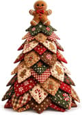DIY Quilted Fabric Christmas Tree Kit, 3D Fabric Patchwork Craft Set for Beginners, Handmade Table Decoration for Home, Mantel, Table, Office