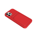 Pikkukuva 3 / 7: iPhone 13 Pro Max Silikonskal med Korthållare - Röd Red