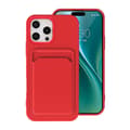 iPhone 16 Pro Mobilskal Silikon med Korthållare - Röd Röd