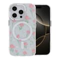 Blomstret Cover med Magsafe til iPhone 16 Pro - Rosa pink