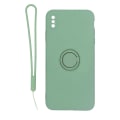 Pikkukuva 1 / 3: iPhone X/XS Silikonskal med Ringhållare och Handrem - Grön Green