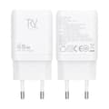 Rvelon Väggladdare 2x USB-C + USB-A 65W GaN - Vit Silver