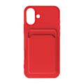 Pikkukuva 4 / 4: iPhone 16 Plus Mobilskal Silikon med Korthållare - Röd Red